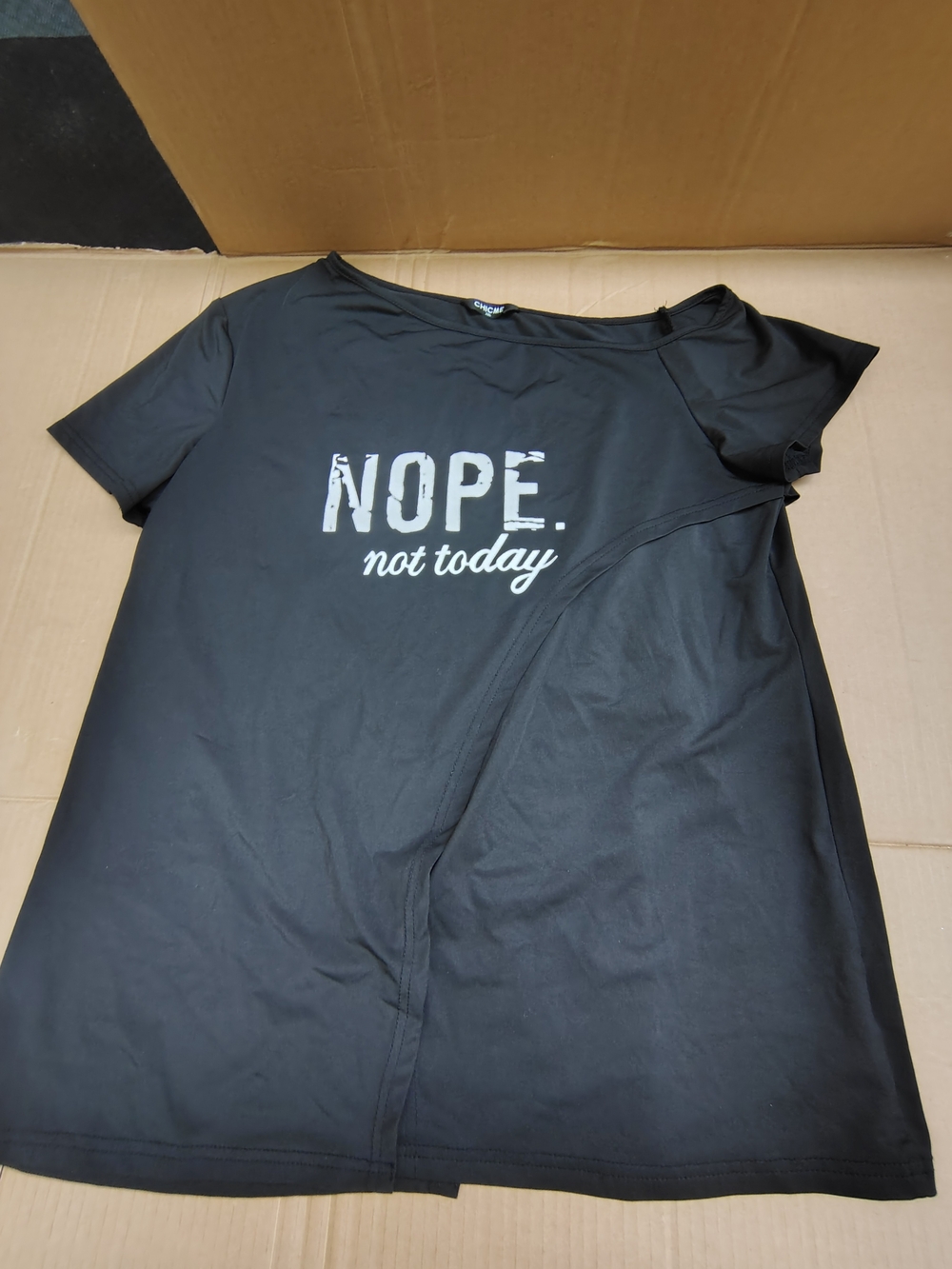 chic Black Graphic "NOPE. not today" Short Sleeve Tee